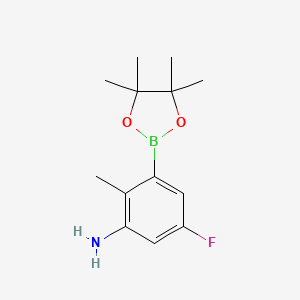 molecular formula C13H19BFNO2 B1449310 5-氟-2-甲基-3-(4,4,5,5-四甲基-1,3,2-二氧杂硼环-2-基)苯胺 CAS No. 1418128-33-2