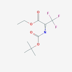 molecular formula C10H14F3NO4 B144936 2-tert-Butoxycarbonylimino-3,3,3-trifluoro-propionic acid ethyl ester CAS No. 126535-90-8