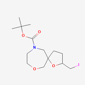molecular formula C14H24INO4 B1449412 叔丁基 2-(碘甲基)-1,7-二噁杂-10-氮杂螺[4.6]十一烷-10-羧酸酯 CAS No. 1422344-13-5