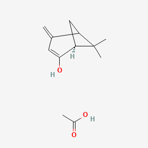 molecular formula C12H18O3 B14494989 acetic acid;(1S)-6,6-dimethyl-4-methylidenebicyclo[3.1.1]hept-2-en-2-ol CAS No. 64243-13-6