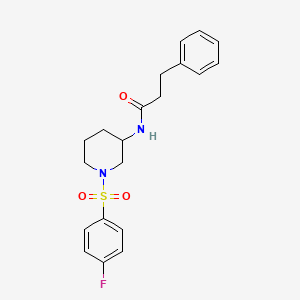 molecular formula C20H23FN2O3S B1449503 N-{1-[(4-氟苯磺酰)哌啶-3-基]-3-苯基丙酰胺} CAS No. 1951439-99-8