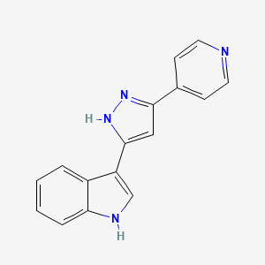 molecular formula C16H12N4 B14495682 3-[5-(Pyridin-4-yl)-1,2-dihydro-3H-pyrazol-3-ylidene]-3H-indole CAS No. 64640-80-8