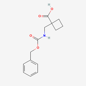 molecular formula C14H17NO4 B1449582 1-((((Benzyloxy)carbonyl)amino)methyl)cyclobutane-1-carboxylic acid CAS No. 1553129-25-1