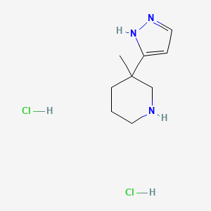 molecular formula C9H17Cl2N3 B1449597 3-甲基-3-(1h-吡唑-3-基)哌啶二盐酸盐 CAS No. 2173099-25-5