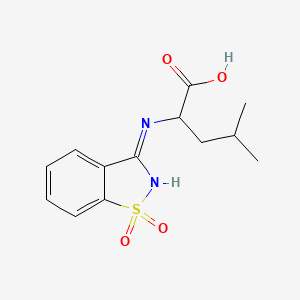 molecular formula C13H16N2O4S B1449603 2-[(1,1-二氧-1,2-苯并噻唑-3-基)氨基]-4-甲基戊酸 CAS No. 1397004-77-1