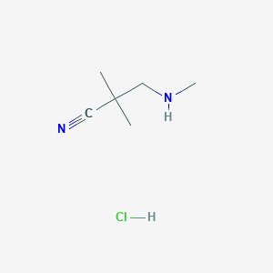 molecular formula C6H13ClN2 B1449638 2,2-二甲基-3-(甲基氨基)丙腈盐酸盐 CAS No. 16011-89-5