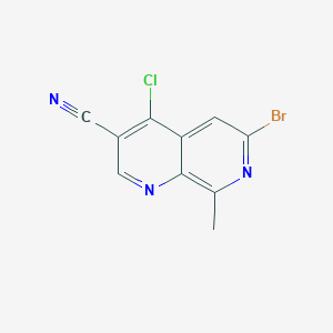 molecular formula C10H5BrClN3 B1449640 6-溴-4-氯-8-甲基-1,7-萘啶-3-碳腈 CAS No. 1594722-77-6