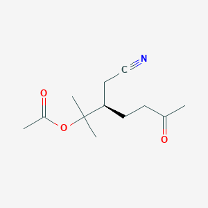 molecular formula C12H19NO3 B144965 2-(Cyanomethyl)-1,1-dimethyl-5-oxohexyl acetate CAS No. 131447-89-7
