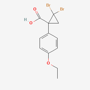 B14496686 2,2-Dibromo-1-(4-ethoxyphenyl)cyclopropane-1-carboxylic acid CAS No. 63935-28-4