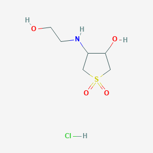 molecular formula C6H14ClNO4S B1449721 4-[(2-Hydroxyethyl)amino]tetrahydrothiophene-3-ol 1,1-dioxide hydrochloride CAS No. 92383-02-3