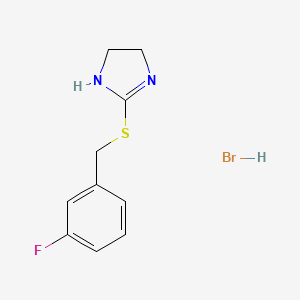 molecular formula C10H12BrFN2S B1449725 2-[(3-fluorobenzyl)thio]-4,5-dihydro-1H-imidazole hydrobromide CAS No. 1351589-37-1