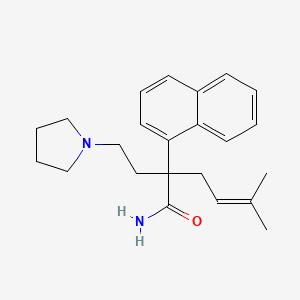 molecular formula C23H30N2O B14497360 Acetamide, 2-(3-methyl-2-butenyl)-2-(1-naphthyl)-2-(2-(1-pyrrolidinyl)ethyl)- CAS No. 63704-66-5