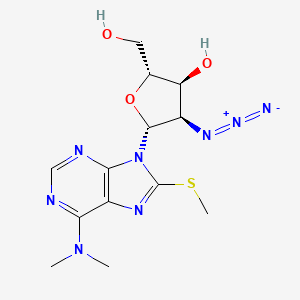 molecular formula C13H18N8O3S B14497366 2'-Azido-2'-deoxy-N,N-dimethyl-8-(methylsulfanyl)adenosine CAS No. 64864-81-9