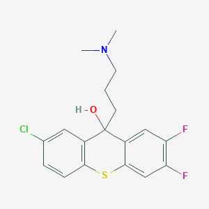 molecular formula C18H18ClF2NOS B14497459 7-Chloro-9-[3-(dimethylamino)propyl]-2,3-difluoro-9H-thioxanthen-9-OL CAS No. 64736-34-1