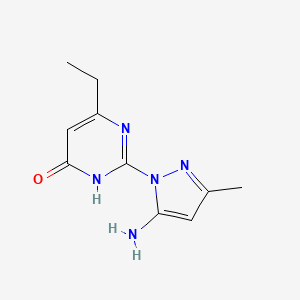 molecular formula C10H13N5O B1449792 2-(5-氨基-3-甲基-1H-吡唑-1-基)-6-乙基嘧啶-4(3H)-酮 CAS No. 1170363-87-7