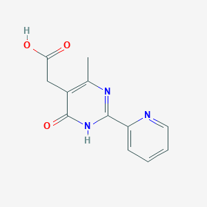 molecular formula C12H11N3O3 B1449799 2-[4-Methyl-6-oxo-2-(pyridin-2-yl)-1,6-dihydropyrimidin-5-yl]acetic acid CAS No. 1193387-71-1