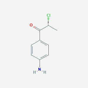 molecular formula C9H10ClNO B144980 1-Propanone, 1-(4-aminophenyl)-2-chloro-, (R)-(9CI) CAS No. 132298-11-4