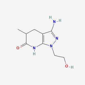 molecular formula C9H14N4O2 B1449815 3-amino-1-(2-hydroxyethyl)-5-methyl-1,4,5,7-tetrahydro-6H-pyrazolo[3,4-b]pyridin-6-one CAS No. 1395786-36-3