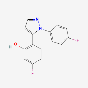molecular formula C15H10F2N2O B1449817 5-Fluoro-2-(1-(4-fluorophenyl)-1H-pyrazol-5-yl)phenol CAS No. 1202029-60-4