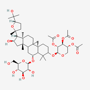 B1449840 [(3R,4S,5R,6S)-4,5-Diacetyloxy-6-[[(3R,9R,12S,14R,15R,16R)-14-hydroxy-15-[(2R,5S)-5-(2-hydroxypropan-2-yl)-2-methyloxolan-2-yl]-7,7,12,16-tetramethyl-9-[(2R,3R,4S,5S,6R)-3,4,5-trihydroxy-6-(hydroxymethyl)oxan-2-yl]oxy-6-pentacyclo[9.7.0.01,3.03,8.012,16]octadecanyl]oxy]oxan-3-yl] acetate CAS No. 84687-47-8