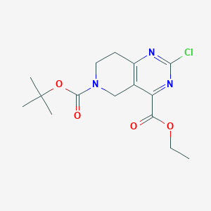 molecular formula C15H20ClN3O4 B1449873 Pyrido[4,3-d]pyrimidine-4,6(5H)-dicarboxylic acid, 2-chloro-7,8-dihydro-, 6-(1,1-dimethylethyl) 4-ethyl ester CAS No. 1279816-32-8