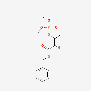 molecular formula C15H21O6P B14498760 Phenylmethyl 3-((diethoxyphosphinyl)oxy)-2-butenoate CAS No. 63992-57-4