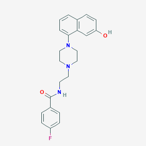 molecular formula C23H24FN3O2 B144989 4-Fluoro-N-(2-[4-(7-hydroxy-naphthalen-1-YL)-piperazin-1-YL]-ethyl)-benzamide CAS No. 135722-26-8