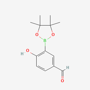 molecular formula C13H17BO4 B1449911 4-Hydroxy-3-(4,4,5,5-Tetramethyl-1,3,2-dioxaborolan-2-yl)benzaldehyd CAS No. 1823104-80-8