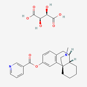 molecular formula C27H32N2O8 B14499550 Morphinan-3-ol, 17-methyl-, nicotinate (ester), tartrate, (-)- CAS No. 63904-94-9