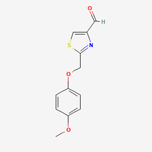molecular formula C12H11NO3S B1449973 2-(4-Methoxyphenoxymethyl)-1,3-thiazole-4-carbaldehyde CAS No. 1082576-05-3