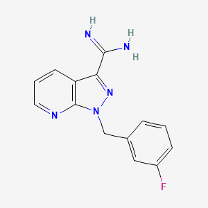 molecular formula C14H12FN5 B1450003 1-[(3-Fluorophenyl)methyl]pyrazolo[3,4-b]pyridine-3-carboximidamide CAS No. 2101651-50-5