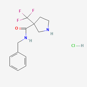 molecular formula C13H16ClF3N2O B1450033 N-苄基-3-(三氟甲基)吡咯烷-3-甲酰胺盐酸盐 CAS No. 1909318-58-6