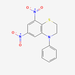 molecular formula C14H11N3O4S B14500341 6,8-Dinitro-4-phenyl-3,4-dihydro-2H-1,4-benzothiazine CAS No. 62941-09-7