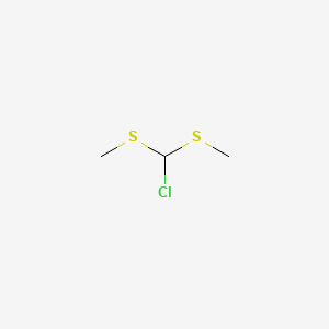 molecular formula C3H7ClS2 B14500360 Methane, chloro-bis(methylsulfanyl)- CAS No. 62999-77-3