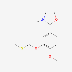 molecular formula C13H19NO3S B14500415 2-{4-Methoxy-3-[(methylsulfanyl)methoxy]phenyl}-3-methyl-1,3-oxazolidine CAS No. 63673-95-0