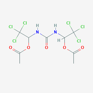 molecular formula C9H10Cl6N2O5 B14500440 [1-[(1-Acetyloxy-2,2,2-trichloroethyl)carbamoylamino]-2,2,2-trichloroethyl] acetate CAS No. 64989-02-2