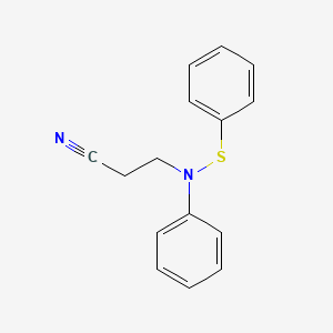 molecular formula C15H14N2S B14500496 3-[Phenyl(phenylsulfanyl)amino]propanenitrile CAS No. 64206-15-1