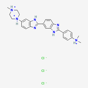 molecular formula C27H32Cl3N7 B1450052 N,N-Dimethyl-4-[5-(4-methyl-1-piperazinyl)[2,5'-bi-1H-benzimidazol]-2'-yl]benzenamine trihydrochloride CAS No. 911004-45-0