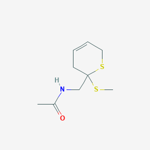 molecular formula C9H15NOS2 B14500587 N-{[2-(Methylsulfanyl)-3,6-dihydro-2H-thiopyran-2-yl]methyl}acetamide CAS No. 64172-47-0