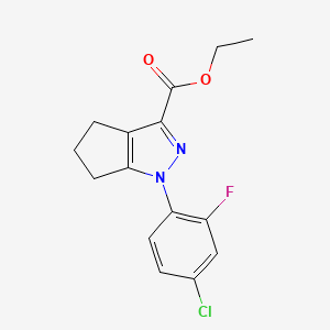 molecular formula C15H14ClFN2O2 B1450092 ethyl 1-(4-chloro-2-fluorophenyl)-1H,4H,5H,6H-cyclopenta[c]pyrazole-3-carboxylate CAS No. 1909317-05-0