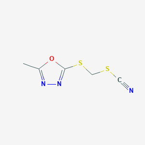 molecular formula C5H5N3OS2 B14500932 [(5-Methyl-1,3,4-oxadiazol-2-yl)sulfanyl]methyl thiocyanate CAS No. 62999-53-5