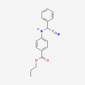 molecular formula C18H18N2O2 B14501253 Propyl 4-{[cyano(phenyl)methyl]amino}benzoate CAS No. 62870-00-2