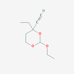 molecular formula C10H16O3 B14501314 2-Ethoxy-4-ethyl-4-ethynyl-1,3-dioxane CAS No. 63864-40-4