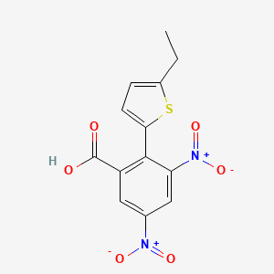 molecular formula C13H10N2O6S B14501320 2-(5-Ethylthiophen-2-yl)-3,5-dinitrobenzoic acid CAS No. 62901-60-4