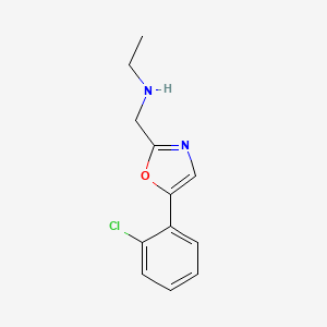 molecular formula C12H13ClN2O B14501381 2-Ethylaminomethyl-5-(2-chlorophenyl)oxazole CAS No. 64639-88-9