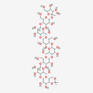 molecular formula C51H86O41 B145018 O-(4,6-O-Isopropylidene-alpha-glucopyranosyl)-(1-4)-(O-alpha-glucopyranosyl-(1-4))(5)-O-alpha-glucopyranosyl-(1-2)-alpha-fructofuranoside CAS No. 137637-68-4