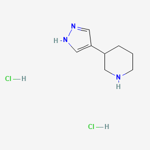 molecular formula C8H15Cl2N3 B1450230 3-(1H-吡唑-4-基)哌啶二盐酸盐 CAS No. 2095410-90-3