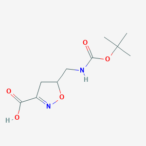 molecular formula C10H16N2O5 B1450261 5-({[(Tert-butoxy)carbonyl]amino}methyl)-4,5-dihydro-1,2-oxazole-3-carboxylic acid CAS No. 1785259-05-3