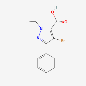 molecular formula C12H11BrN2O2 B1450288 4-溴-1-乙基-3-苯基-1H-吡唑-5-羧酸 CAS No. 1573547-18-8