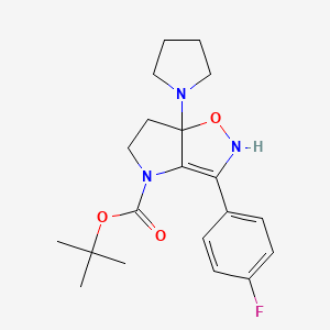 B1450300 3-(4-Fluoro-phenyl)-6a-pyrrolidin-1-yl-2,5,6,6a-tetrahydro-1-oxa-2,4-diaza-pentalene-4-carboxylic acid tert-butyl ester CAS No. 1421312-03-9